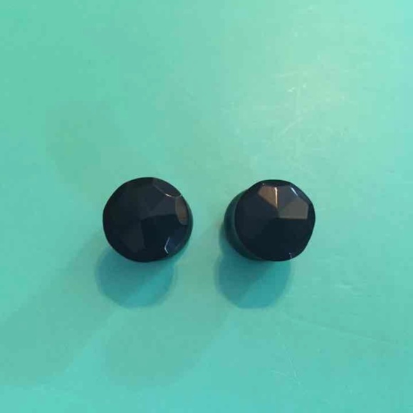 Black Agate Faceted Plugs 1/2 inch - Picture 1 of 2